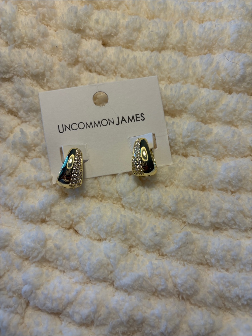 Uncommon James Gold Pavé Curved Hinge Earrings